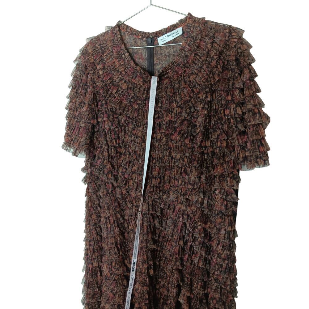 New with Tags Mac Duggal 8042 Brown Multi Tiered Ruffle Chiffon Gown Dress Sz 20 - Picture 9 of 16